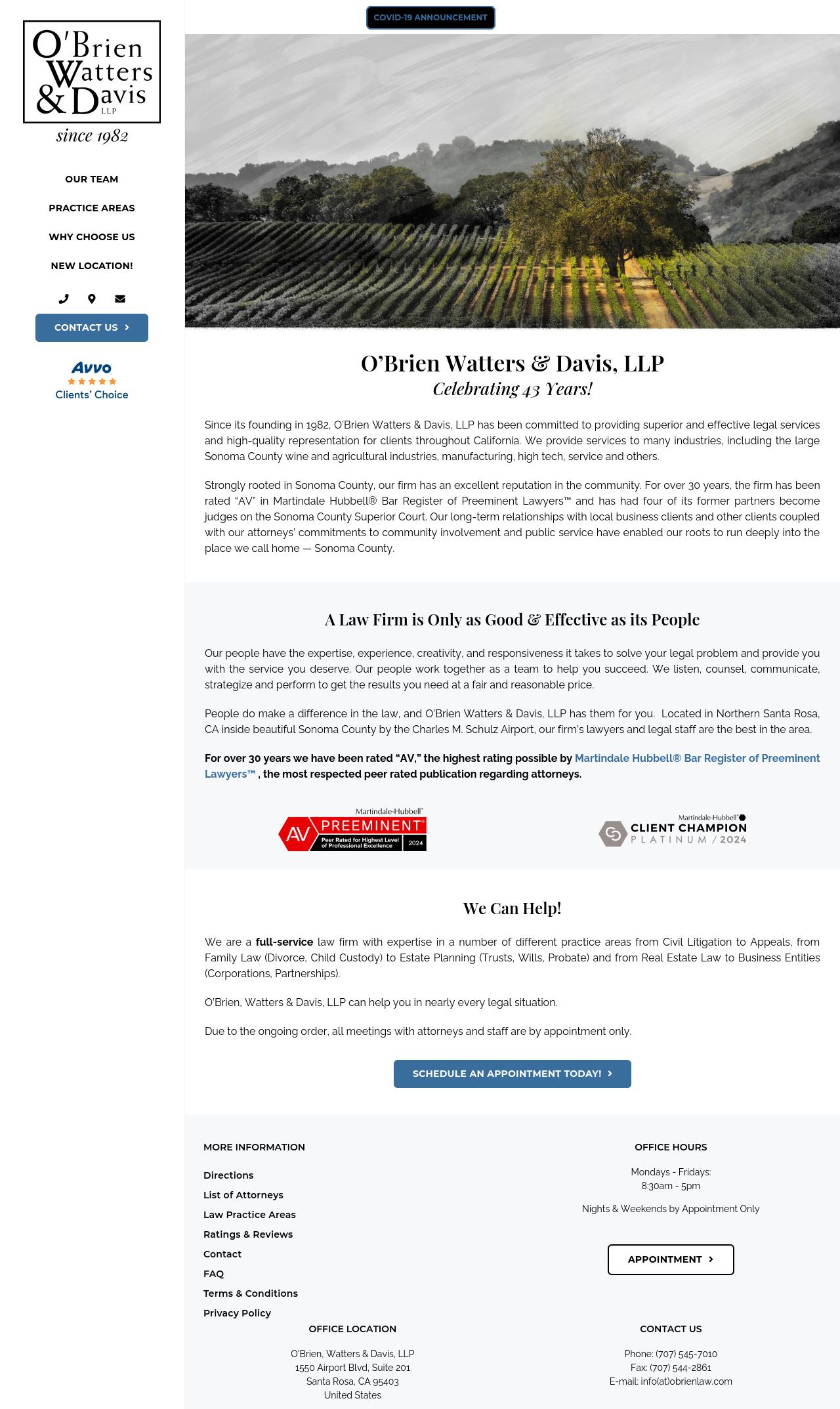 O'Brien Watters & Davis, LLP - Santa Rosa CA Lawyers